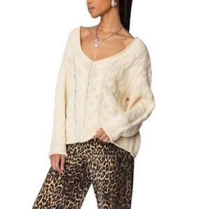 Edikted Inga Oversized Cable Knit Sweater size small